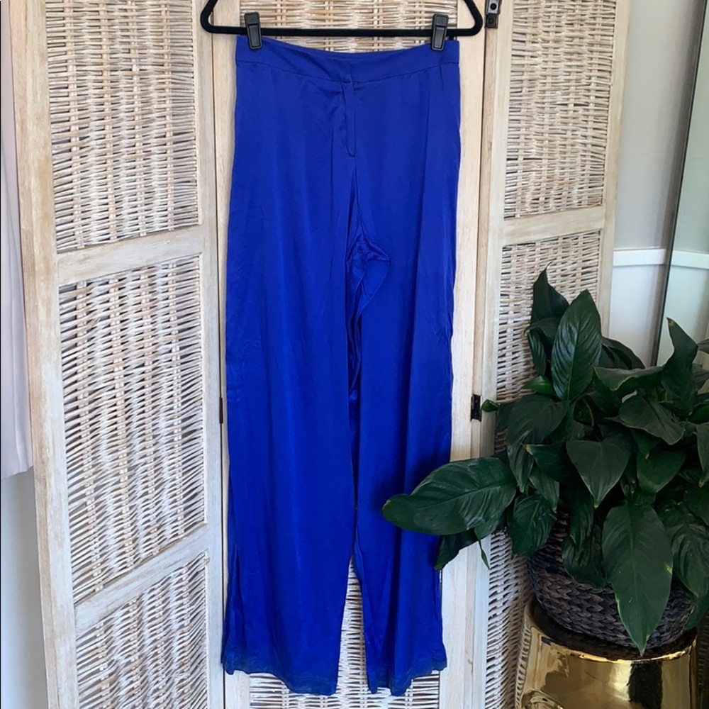 100% silk satin high waisted pants